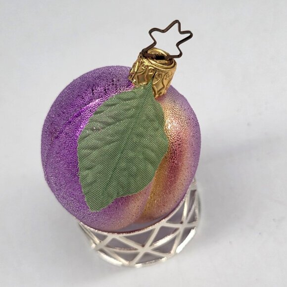 Inge Glas Sugar Coated Plum German Glass Christmas Ornament Purple 2" - Picture 4 of 6
